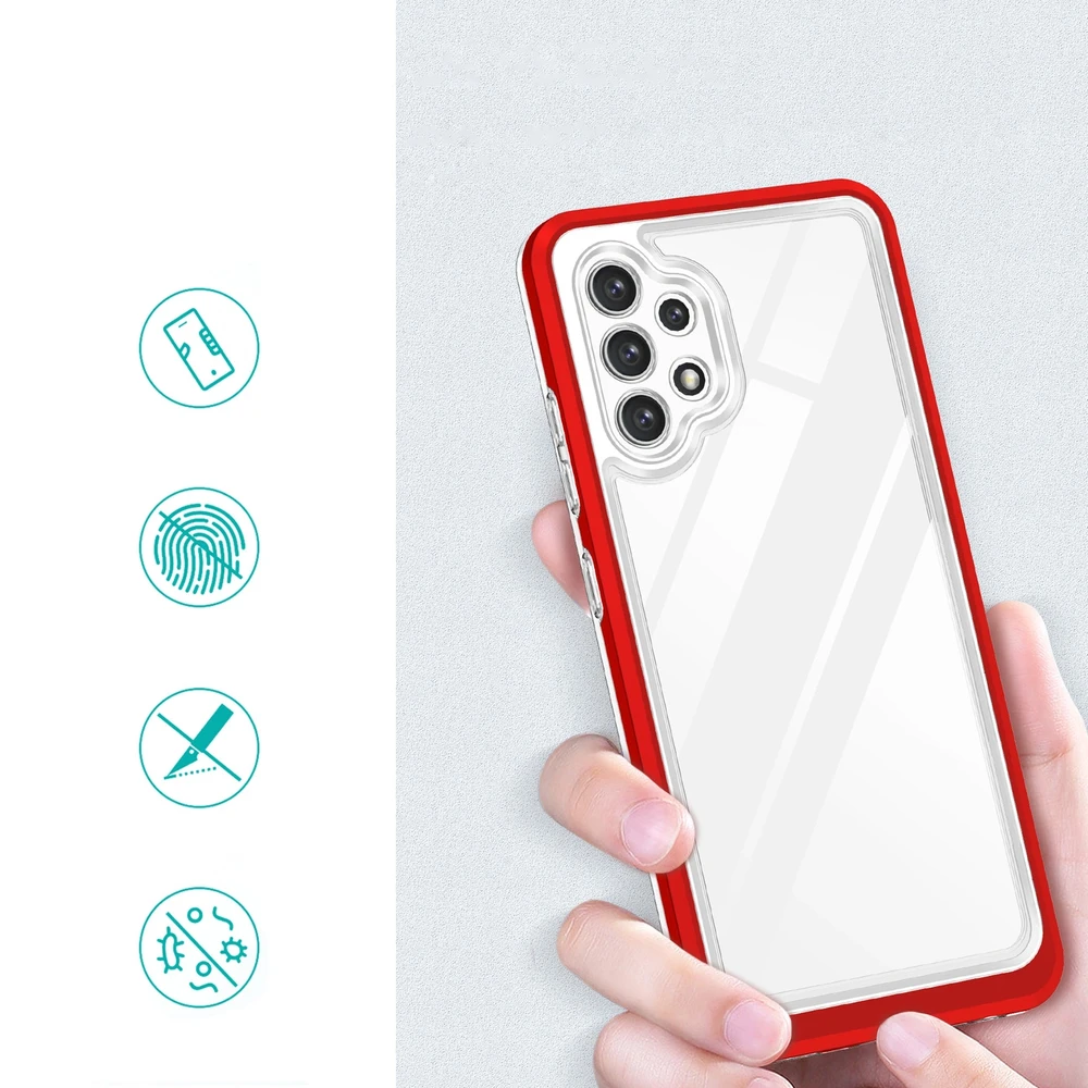 Hurtel Clear dėklas skirtas Samsung Galaxy A32 5G, raudonas