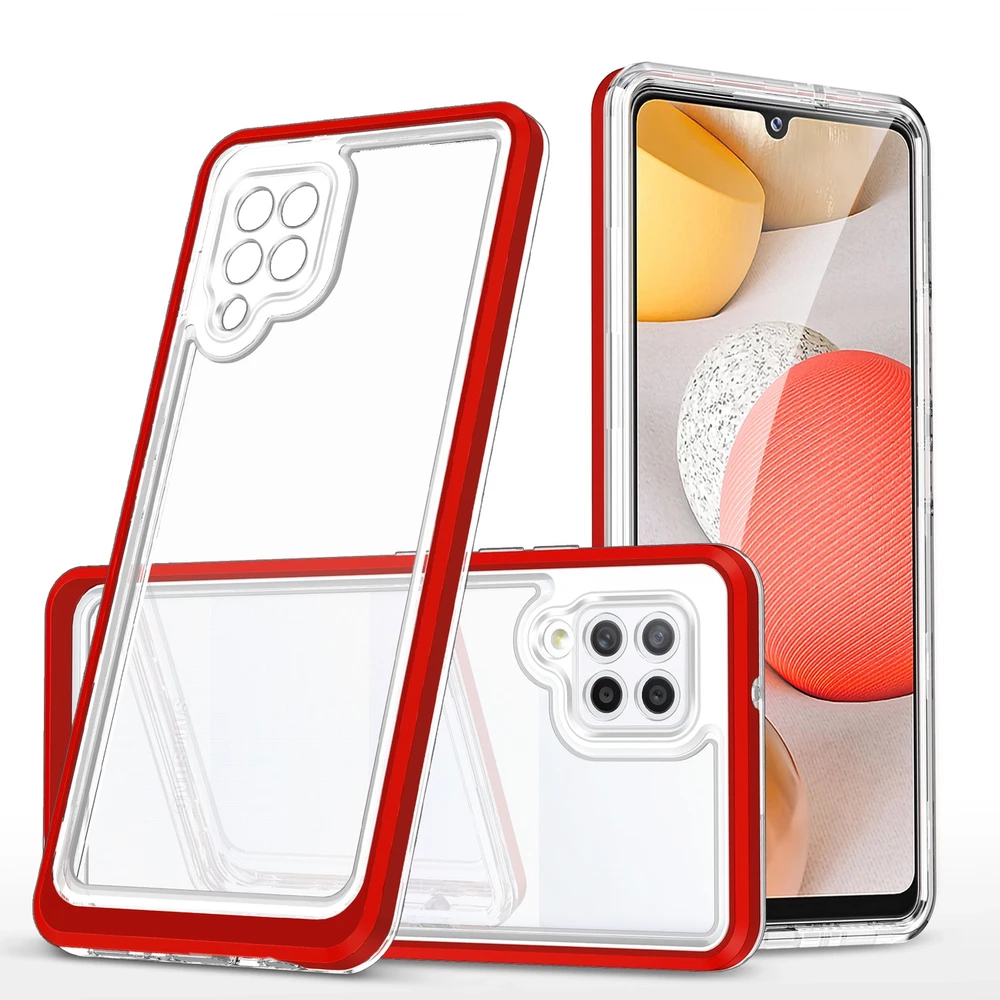 Hurtel Clear dėklas skirtas Samsung Galaxy A42 5G, raudonas