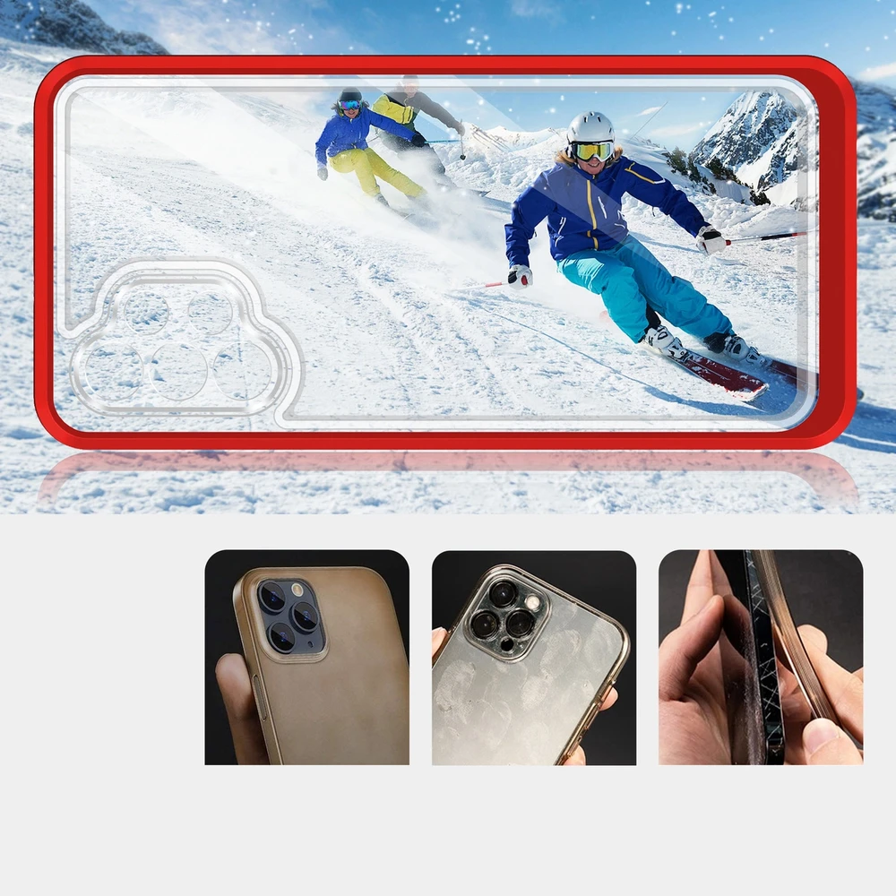 Hurtel Clear dėklas skirtas Samsung Galaxy A72 4G, raudonas