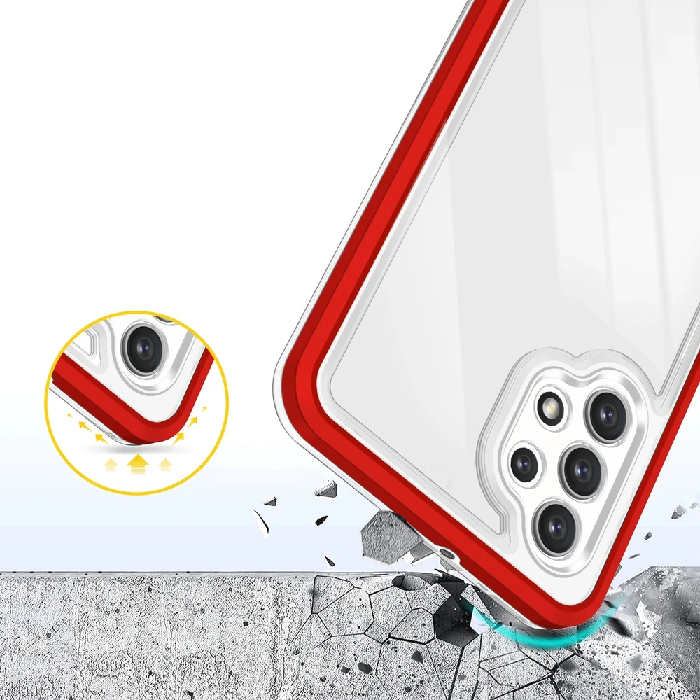 Hurtel Clear dėklas skirtas Samsung Galaxy A72 4G, raudonas