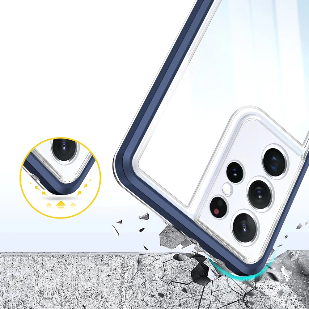 Hurtel Clear dėklas skirtas Samsung Galaxy S22 Ultra, mėlynas