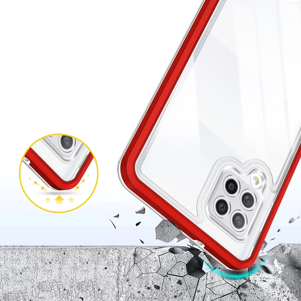 Hurtel Clear dėklas skirtas Samsung Galaxy A42 5G, raudonas
