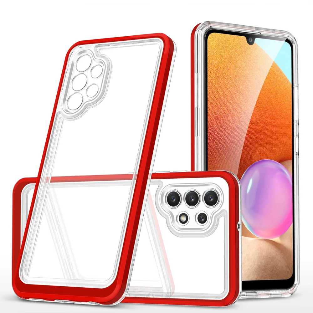 Hurtel Clear dėklas skirtas Samsung Galaxy A72 4G, raudonas