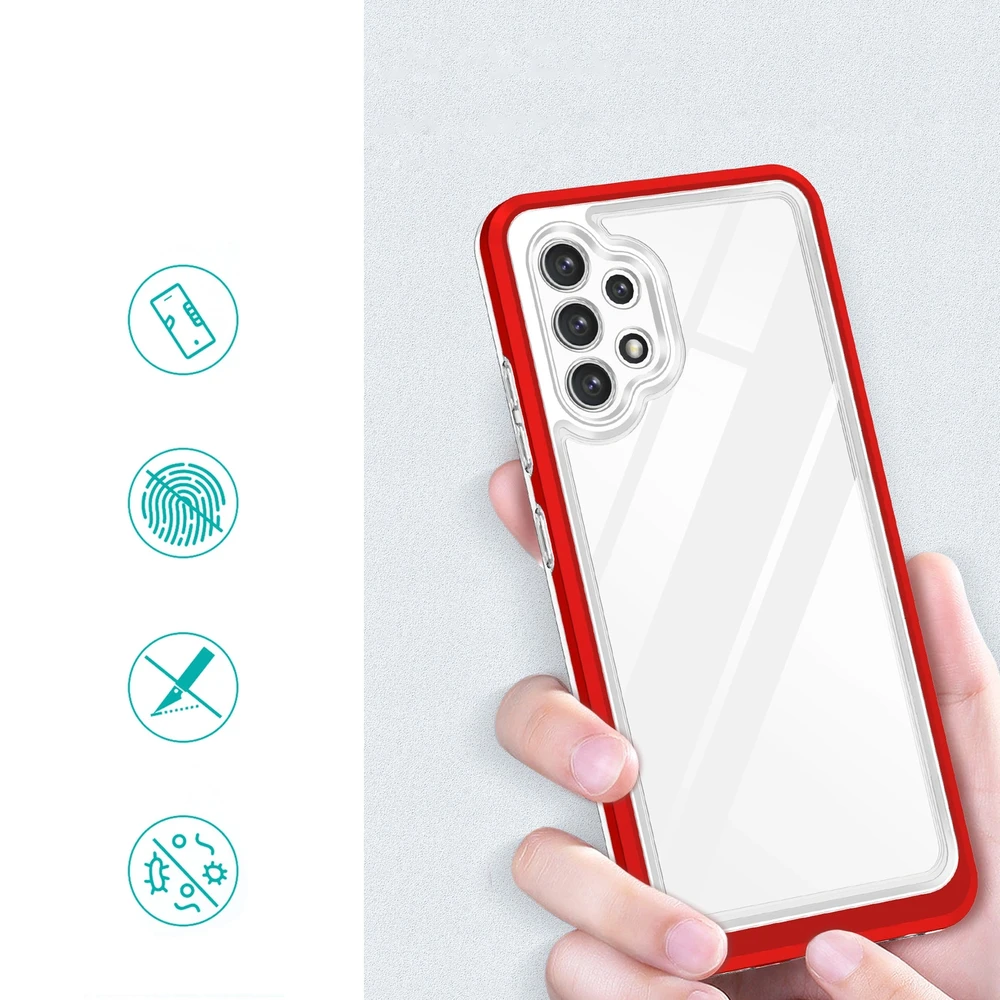 Hurtel Clear dėklas skirtas Samsung Galaxy A72 4G, raudonas