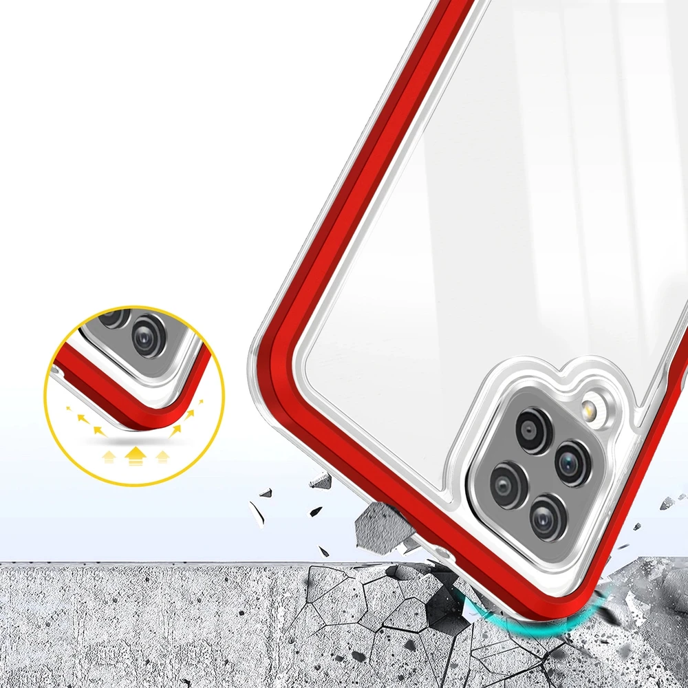 Hurtel Clear dėklas skirtas Samsung Galaxy A22 4G, raudonas