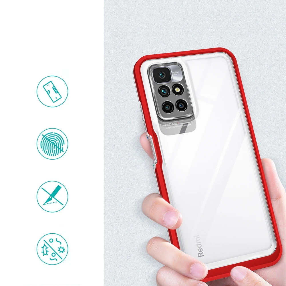 Hurtel Clear dėklas skirtas Xiaomi Redmi 10, raudonas
