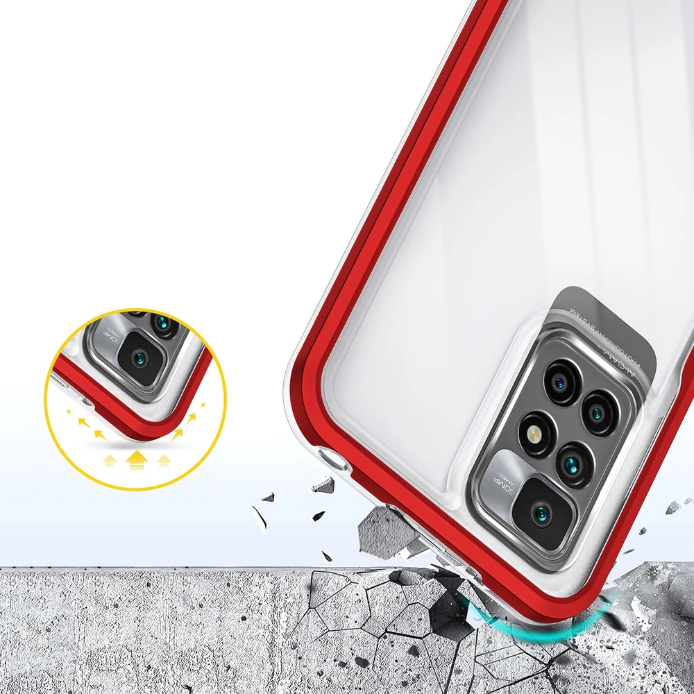 Hurtel Clear dėklas skirtas Xiaomi Redmi 10, raudonas
