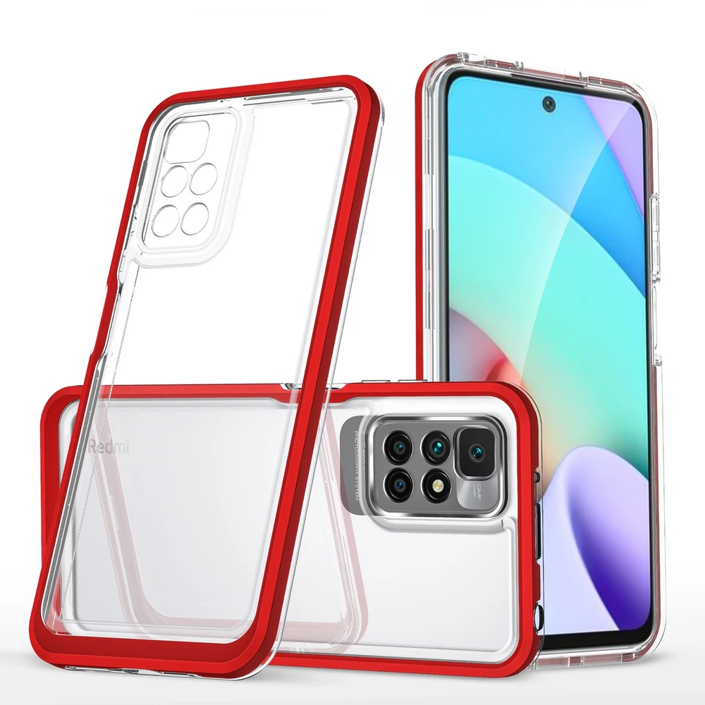 Hurtel Clear dėklas skirtas Xiaomi Redmi 10, raudonas