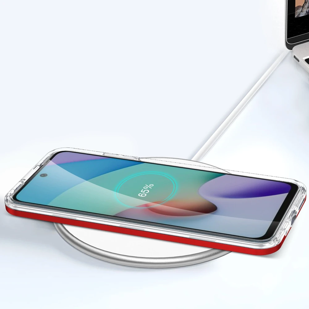 Hurtel Clear dėklas skirtas Xiaomi Redmi 10, raudonas