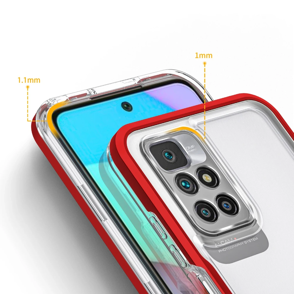 Hurtel Clear dėklas skirtas Xiaomi Redmi 10, raudonas