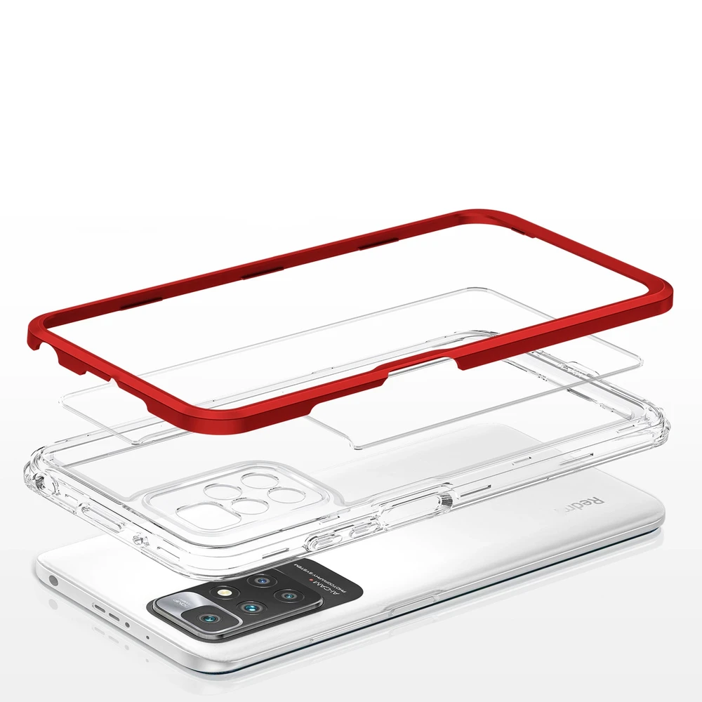 Hurtel Clear dėklas skirtas Xiaomi Redmi 10, raudonas