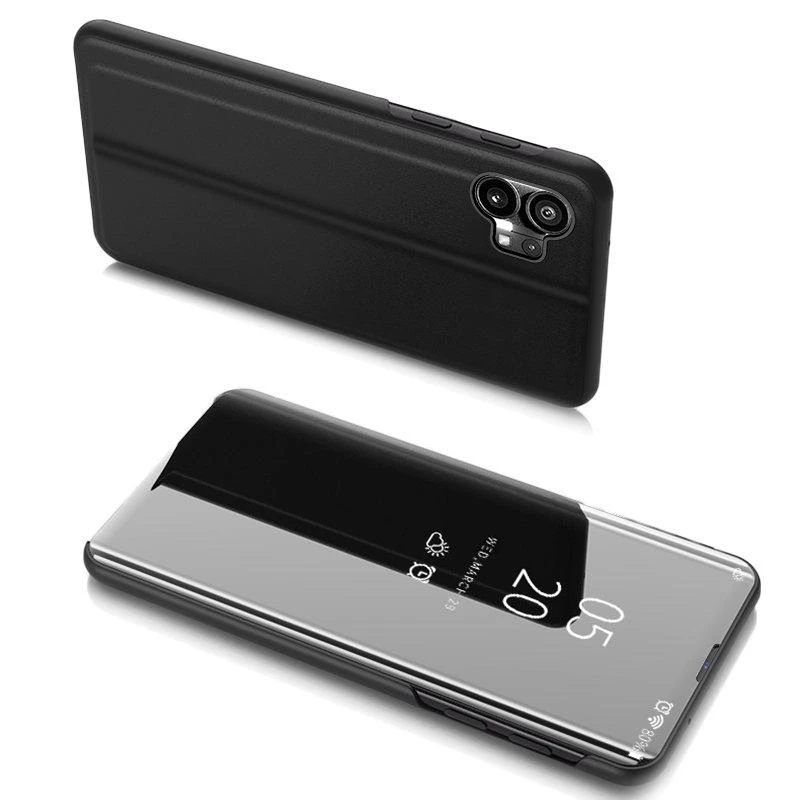 Hurtel Clear View Nothing Phone 1 atverčiamas dėklas telefonui juodos spalvos