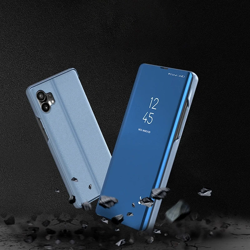 Hurtel Clear View Nothing Phone 1 atverčiamas dėklas telefonui juodos spalvos