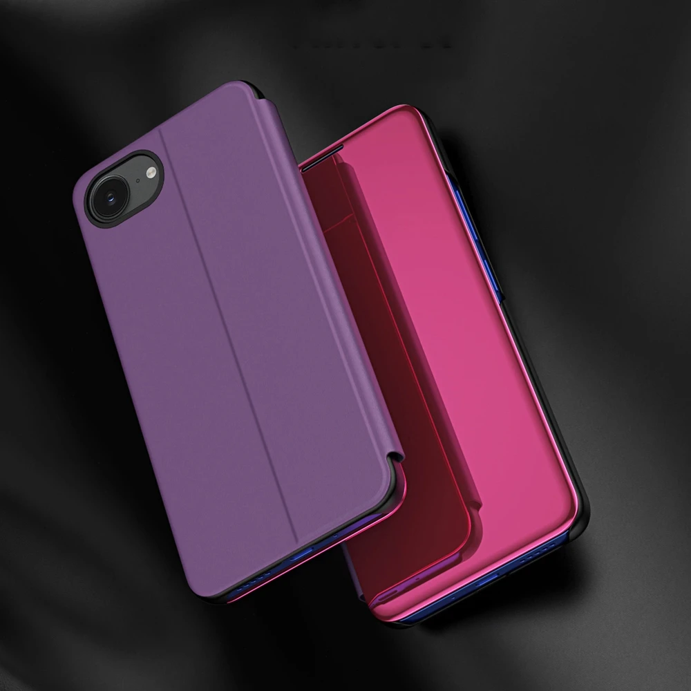 Hurtel skaidrus View dėklas skirtas Apple iPhone 16e Flip dėklas – rožinės spalvos