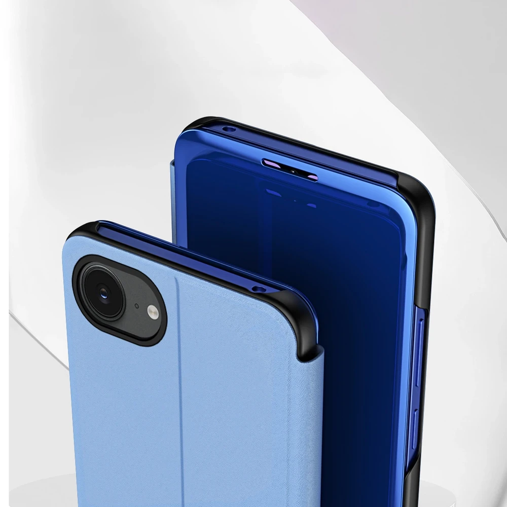 Hurtel skaidrus View dėklas skirtas Apple iPhone 16e Flip dėklas – mėlynos spalvos