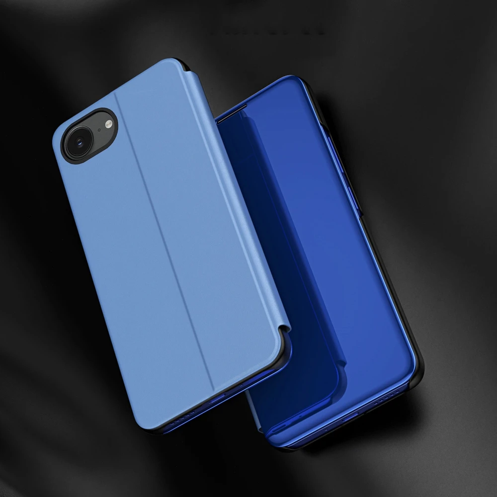 Hurtel skaidrus View dėklas skirtas Apple iPhone 16e Flip dėklas – mėlynos spalvos