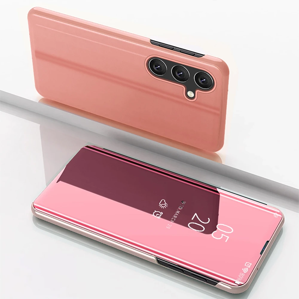 Hurtel Clear View Samsung Galaxy S24 FE dėklas telefonui rožinės spalvos