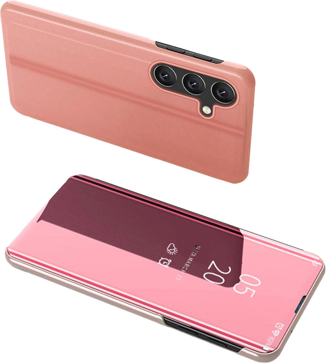 Hurtel Clear View Samsung Galaxy A24 4G atverčiamas dėklas telefonui rožinės spalvos