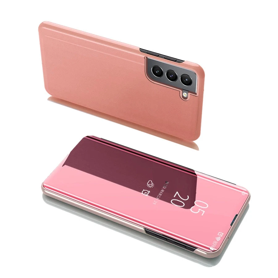 Hurtel Clear View dėklas skirtas Samsung Galaxy S22 + (S22 Plus), rožinis