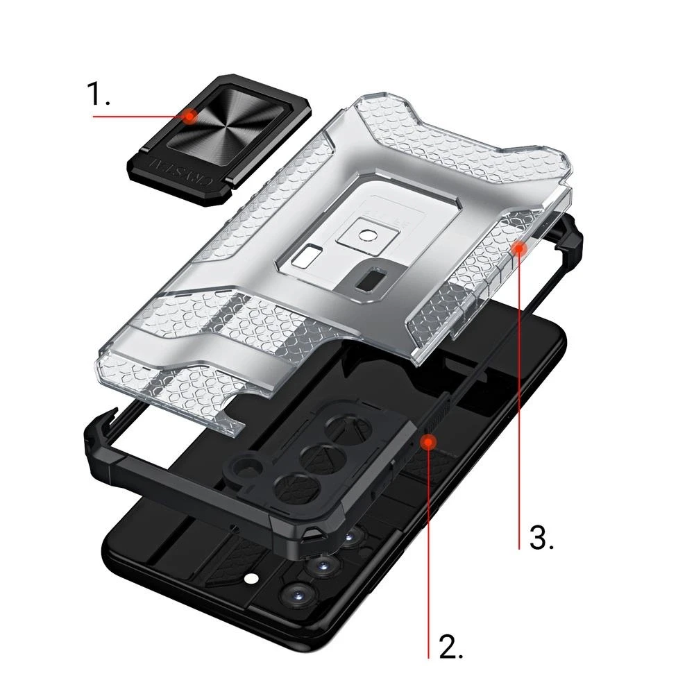 Hurtel Crystal Ring dėklas + magnetinis laikiklis Samsung Galaxy S22 + (S22 Plus), mėlynas