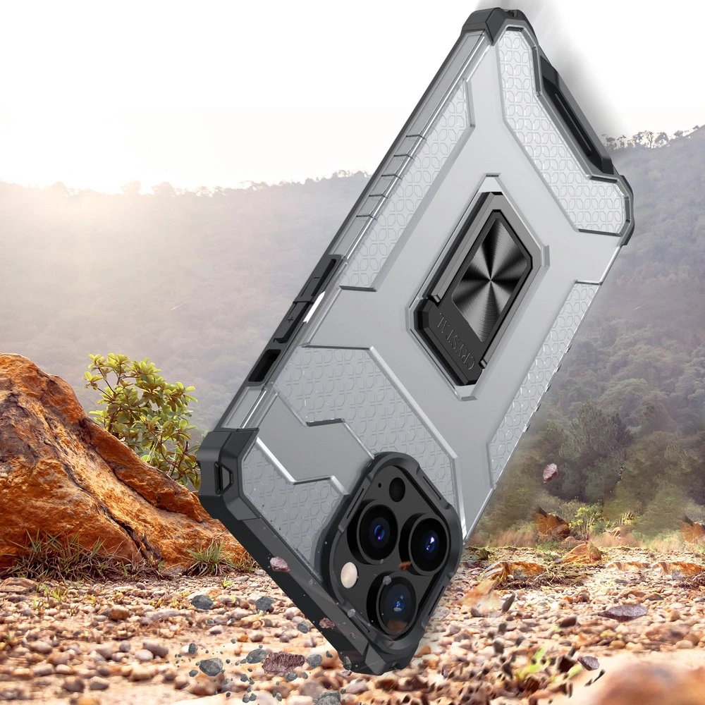 Hurtel Crystal Ring dėklas skirtas iPhone 12 Pro Max, juodas