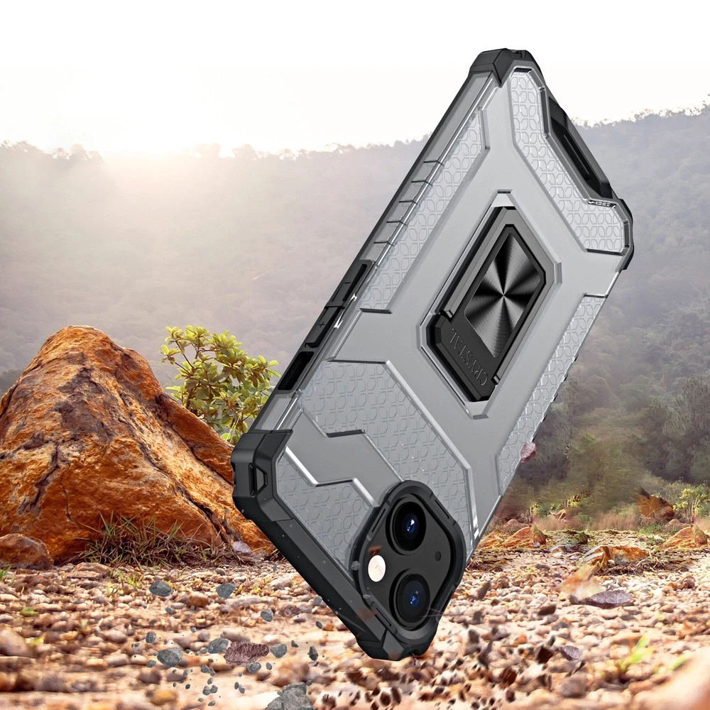 Hurtel Crystal Ring dėklas skirtas iPhone 13 mini, juodas