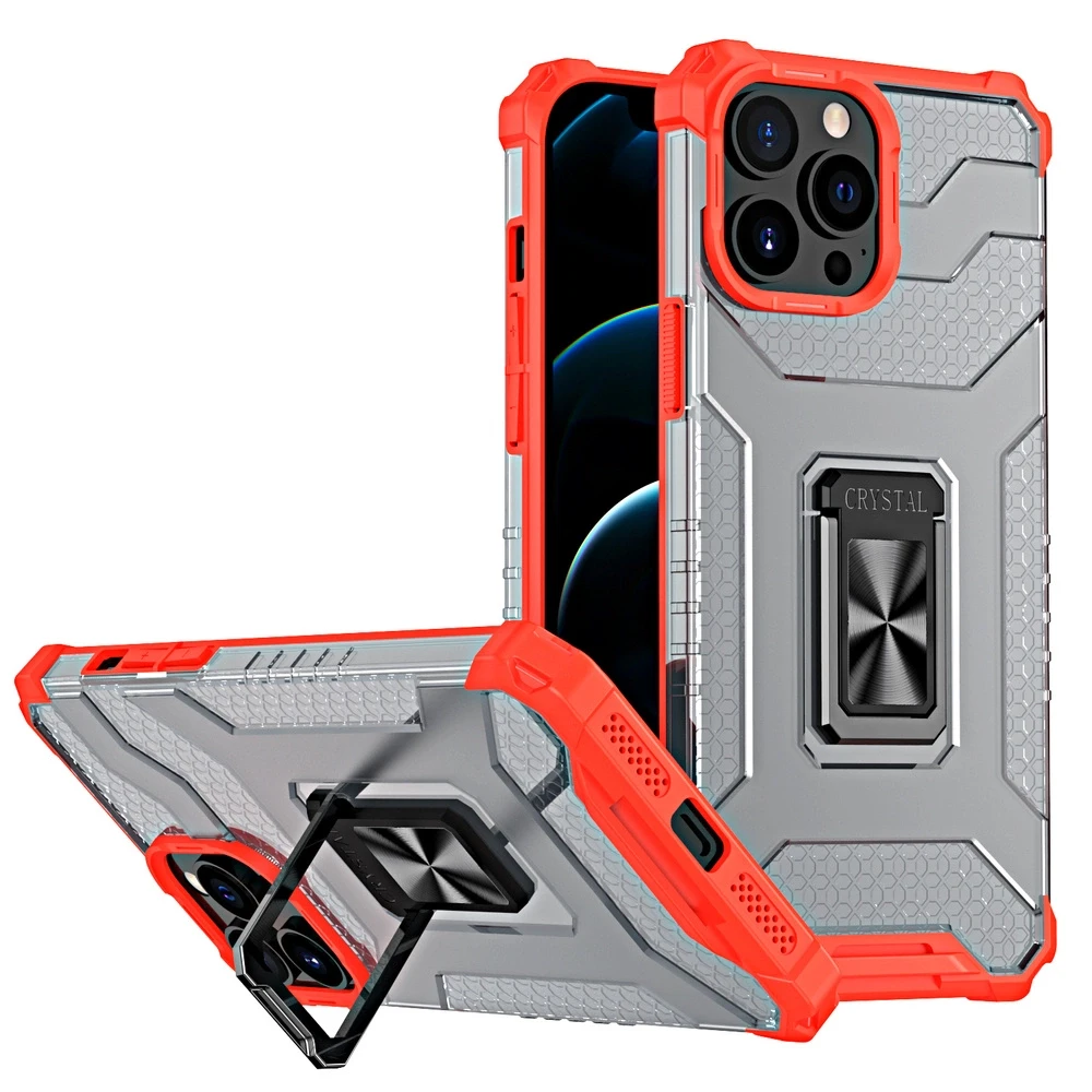 Hurtel Crystal Ring dėklas skirtas iPhone 13 Pro Max, raudonas