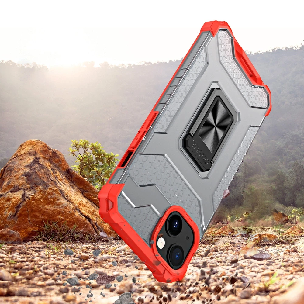 Hurtel Crystal Ring dėklas skirtas iPhone 13 mini, raudonas