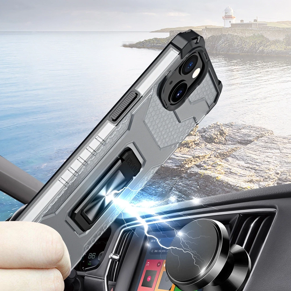 Hurtel Crystal Ring dėklas skirtas iPhone 13 mini, juodas