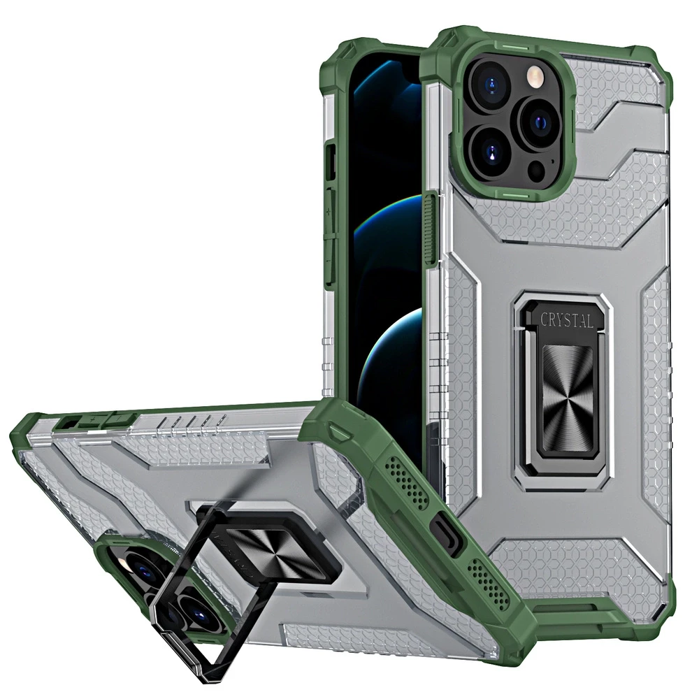 Hurtel Crystal Ring dėklas skirtas iPhone 13 Pro, žalias