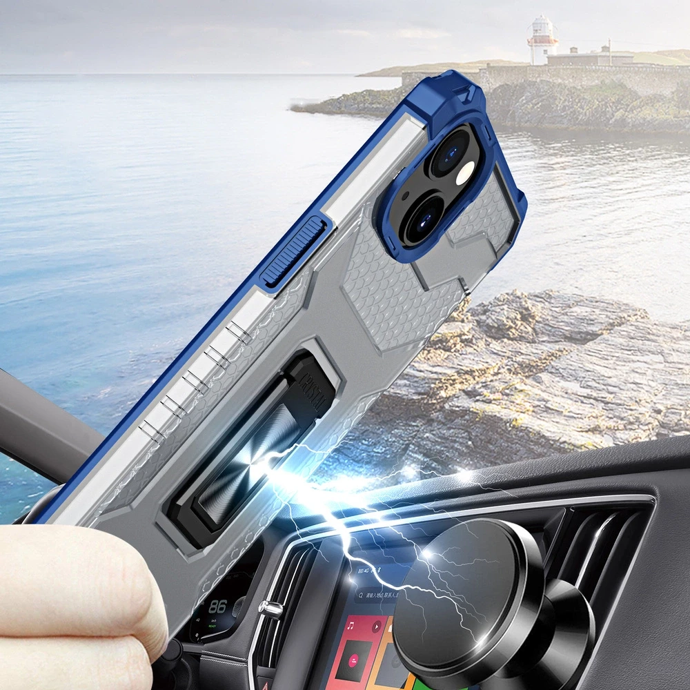 Hurtel Crystal Ring dėklas skirtas iPhone 13 mini, mėlynas
