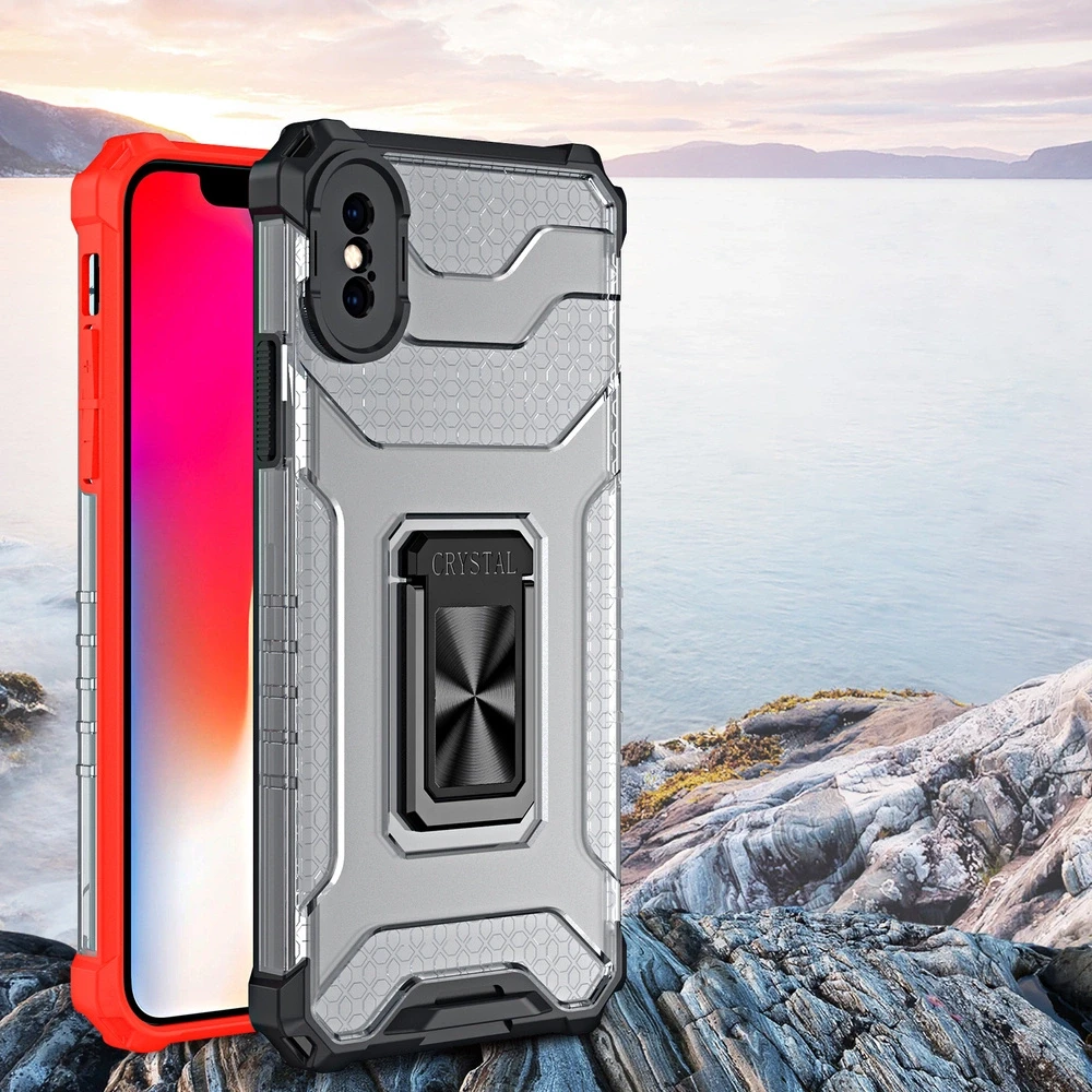 Hurtel Crystal Ring dėklas skirtas iPhone XS Max, raudonas