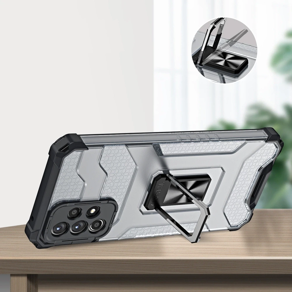 Hurtel Crystal Ring dėklas skirtas Samsung Galaxy A72 4G, raudonas