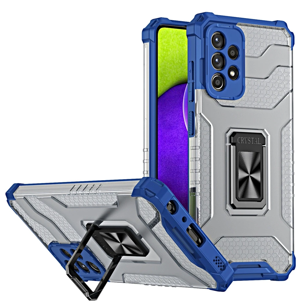 Hurtel Crystal Ring dėklas skirtas Samsung Galaxy A72 4G, mėlynas