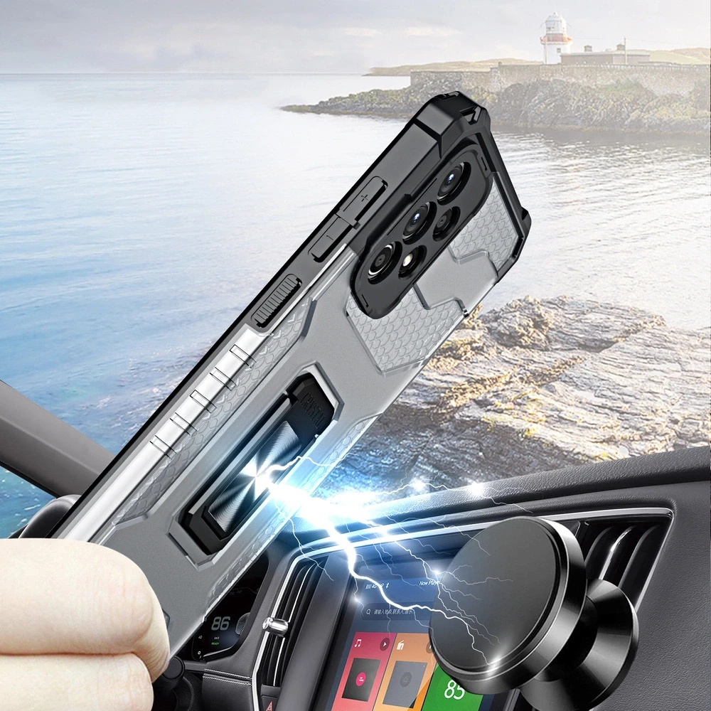 Hurtel Crystal Ring dėklas skirtas Samsung Galaxy A72 4G, mėlynas