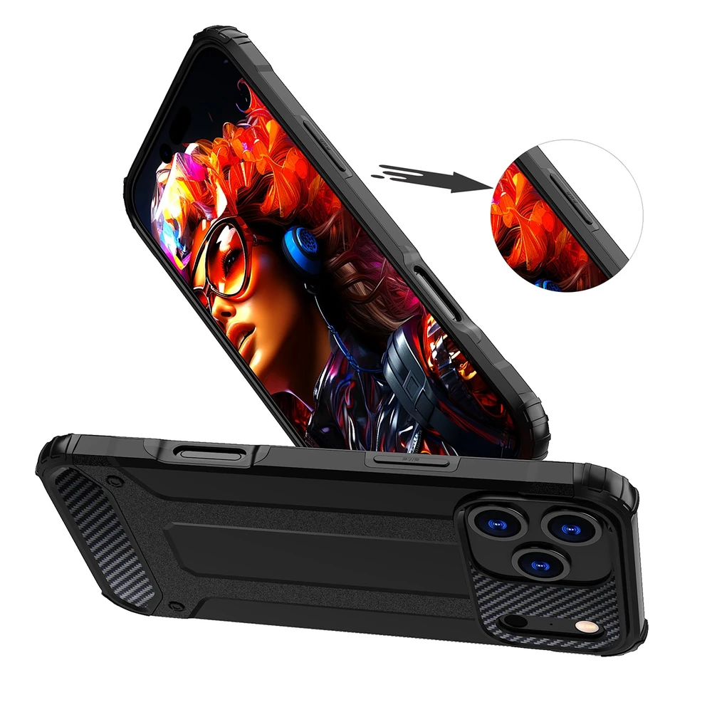 Hurtel Dėklas Hybrid Armor skirtas Apple iPhone 17 Pro šarvuotas – juodos spalvos