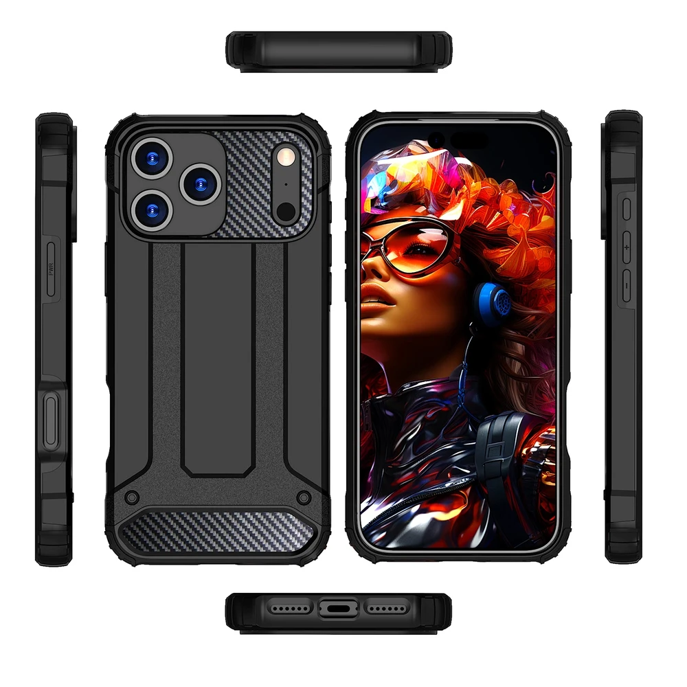 Hurtel Dėklas Hybrid Armor skirtas Apple iPhone 17 Pro šarvuotas – juodos spalvos