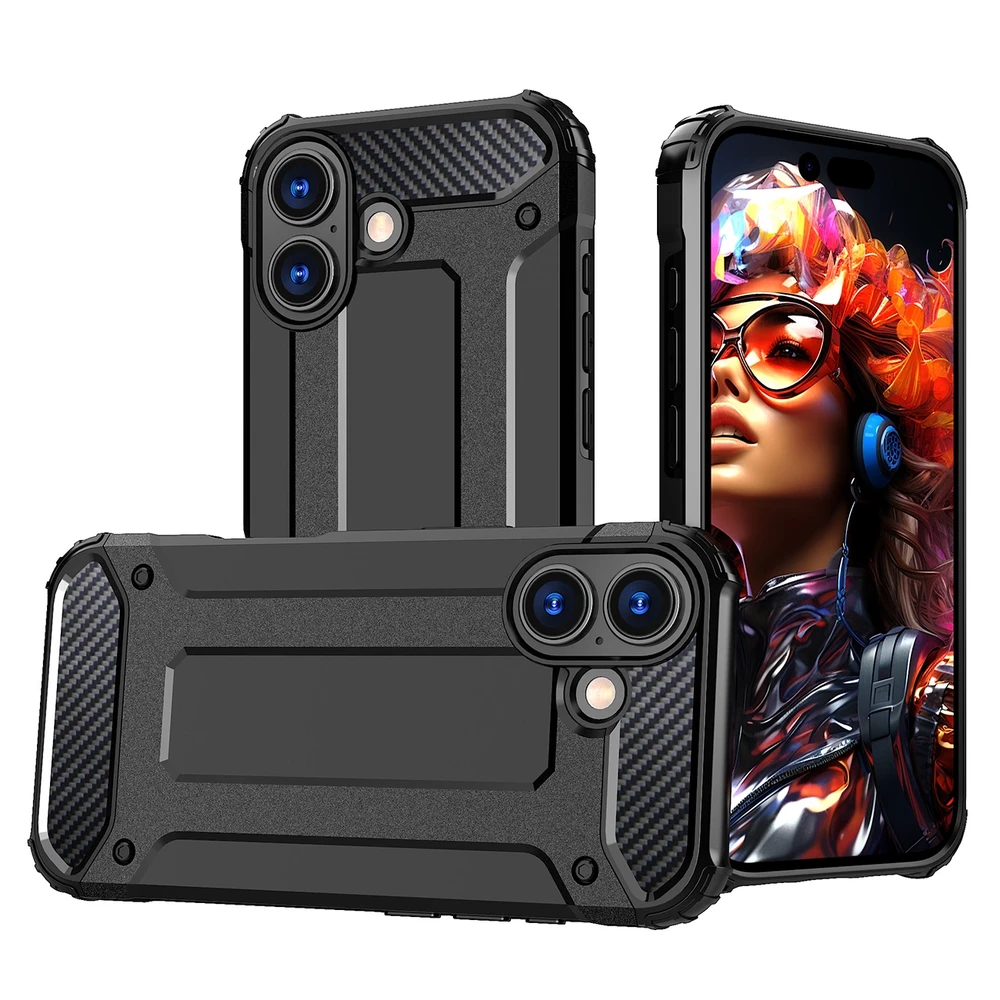Hurtel Dėklas Hybrid Armor skirtas Apple iPhone 17 šarvuotas – juodos spalvos