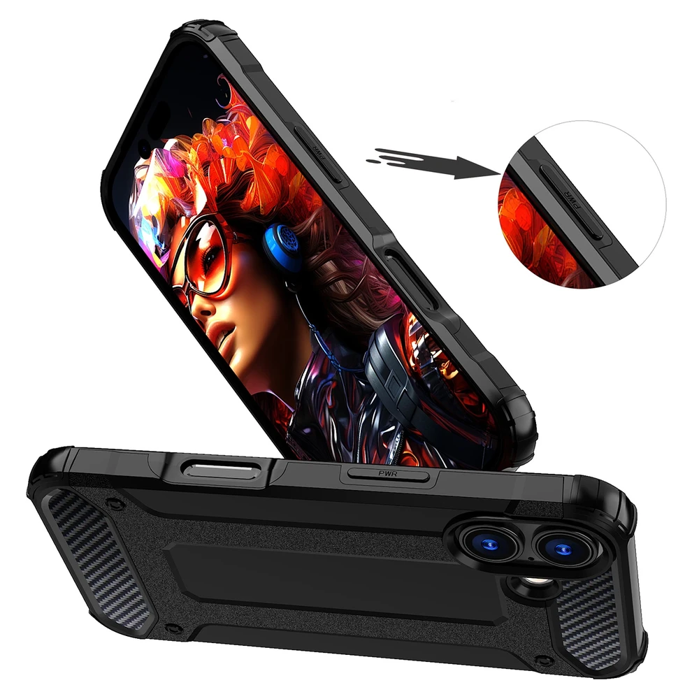 Hurtel Dėklas Hybrid Armor skirtas Apple iPhone 17 šarvuotas – juodos spalvos