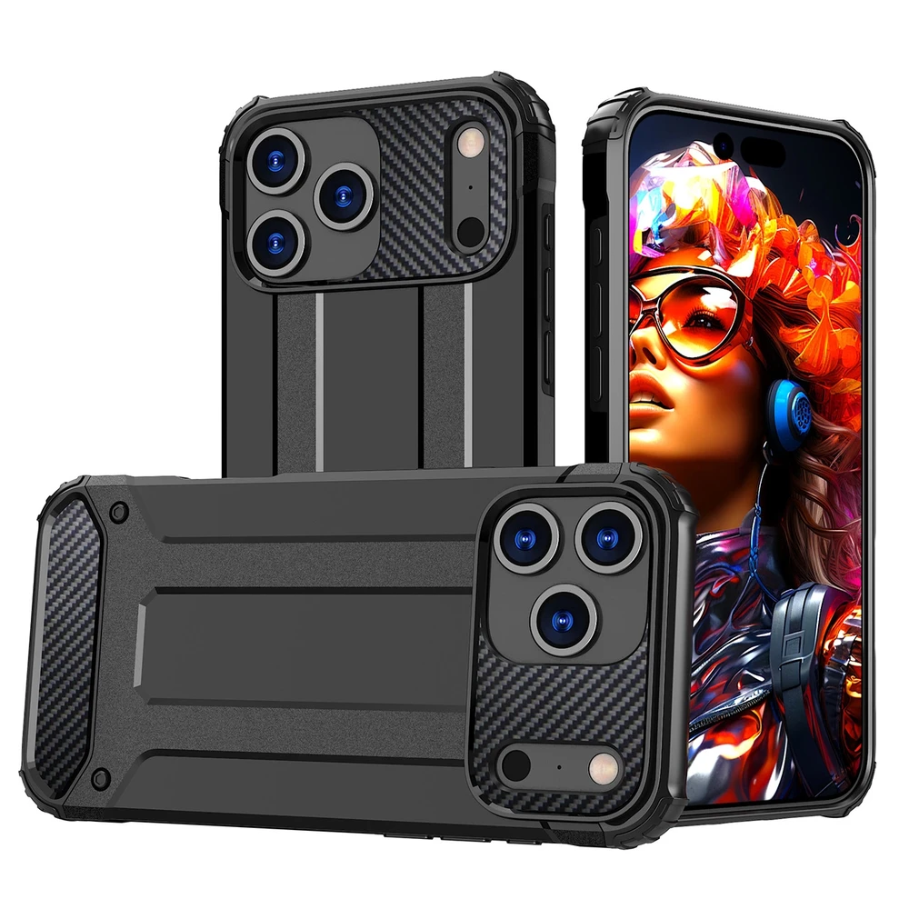 Hurtel Dėklas Hybrid Armor skirtas Apple iPhone 17 Pro šarvuotas – juodos spalvos