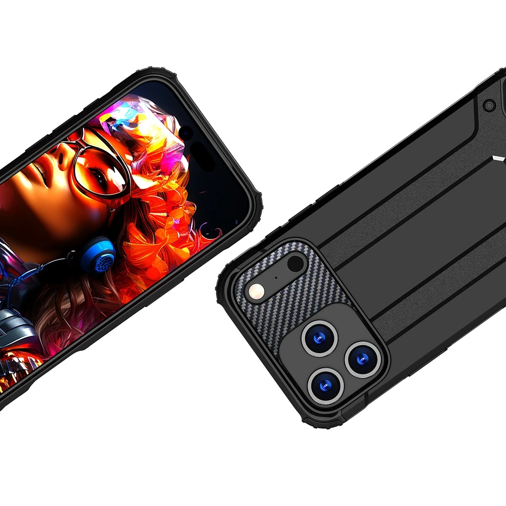 Hurtel Dėklas Hybrid Armor skirtas Apple iPhone 17 Pro šarvuotas – juodos spalvos