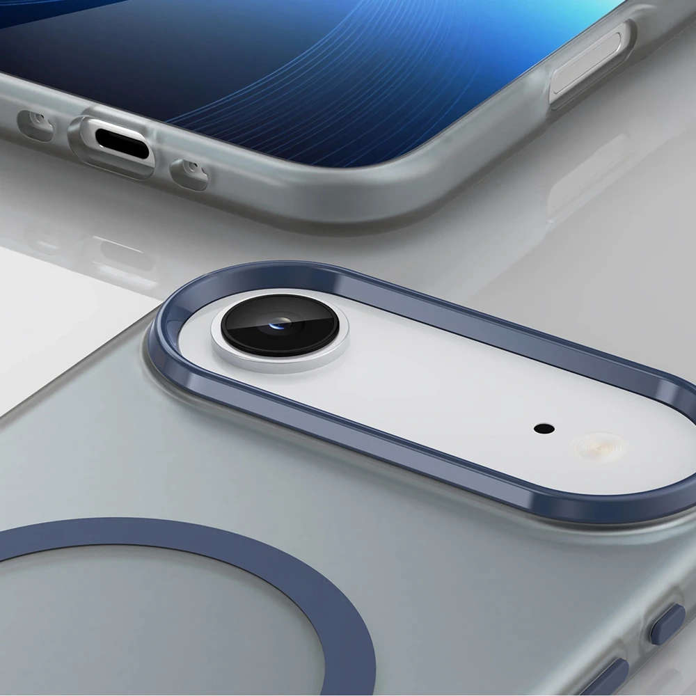Hurtel Dėklas Magnetic Abrasive skirtas Apple iPhone 17 Air suderinamas su MagSafe – mėlynos spalvos