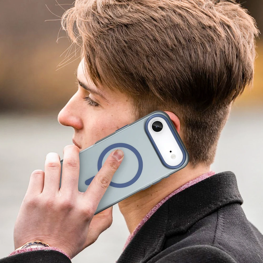 Hurtel Dėklas Magnetic Abrasive skirtas Apple iPhone 17 Air suderinamas su MagSafe – mėlynos spalvos