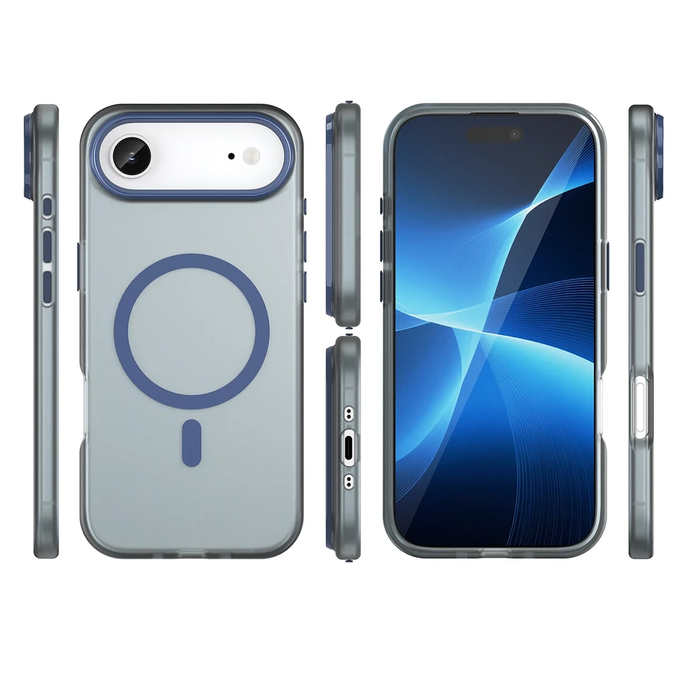 Hurtel Dėklas Magnetic Abrasive skirtas Apple iPhone 17 Air suderinamas su MagSafe – mėlynos spalvos