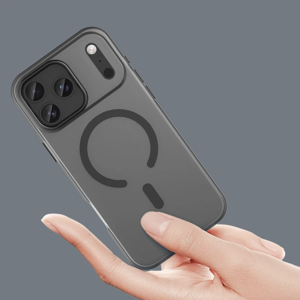 Hurtel Dėklas Magnetic Abrasive skirtas Apple iPhone 17 Pro Max suderinamas su MagSafe – matinės juodos spalvos