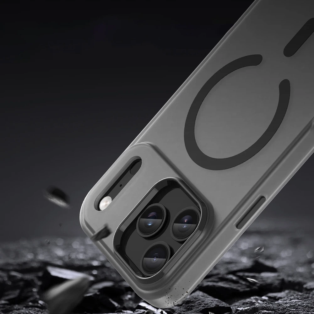 Hurtel Dėklas Magnetic Abrasive skirtas Apple iPhone 17 Pro Max suderinamas su MagSafe – matinės juodos spalvos