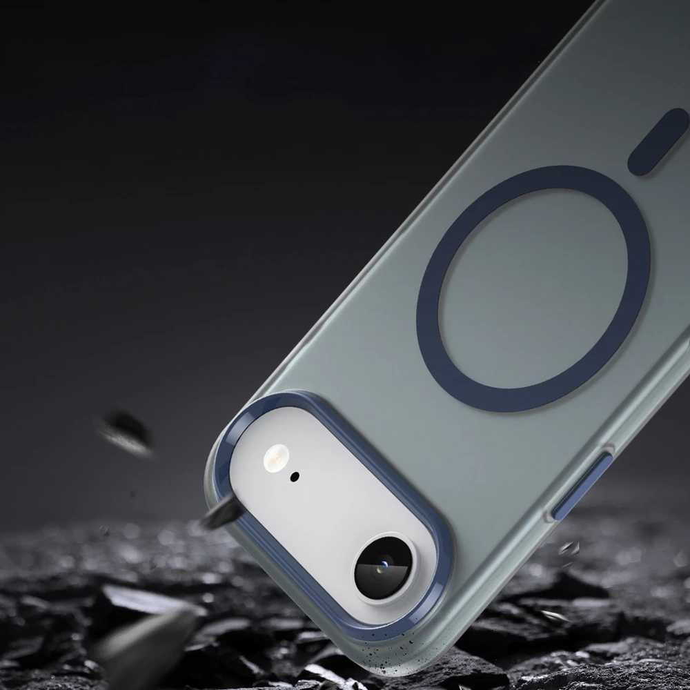Hurtel Dėklas Magnetic Abrasive skirtas Apple iPhone 17 Air suderinamas su MagSafe – mėlynos spalvos