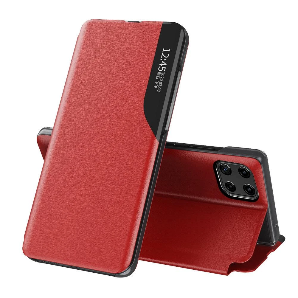 Hurtel Eco Leather View dėklas skirtas Samsung Galaxy A22 4G, raudonas