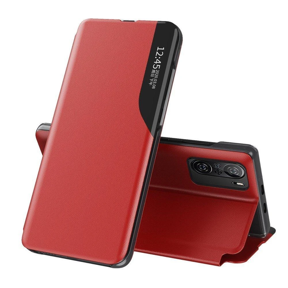 Hurtel Eco Leather View dėklas skirtas Xiaomi Redmi K40 Pro+ / K40 Pro / K40 / Poco F3, raudonas