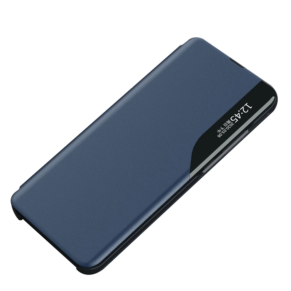 Hurtel Eco Leather View dėklas elegant dėklas su flap and stand skirtas Apple iPhone 16e – mėlynos spalvos